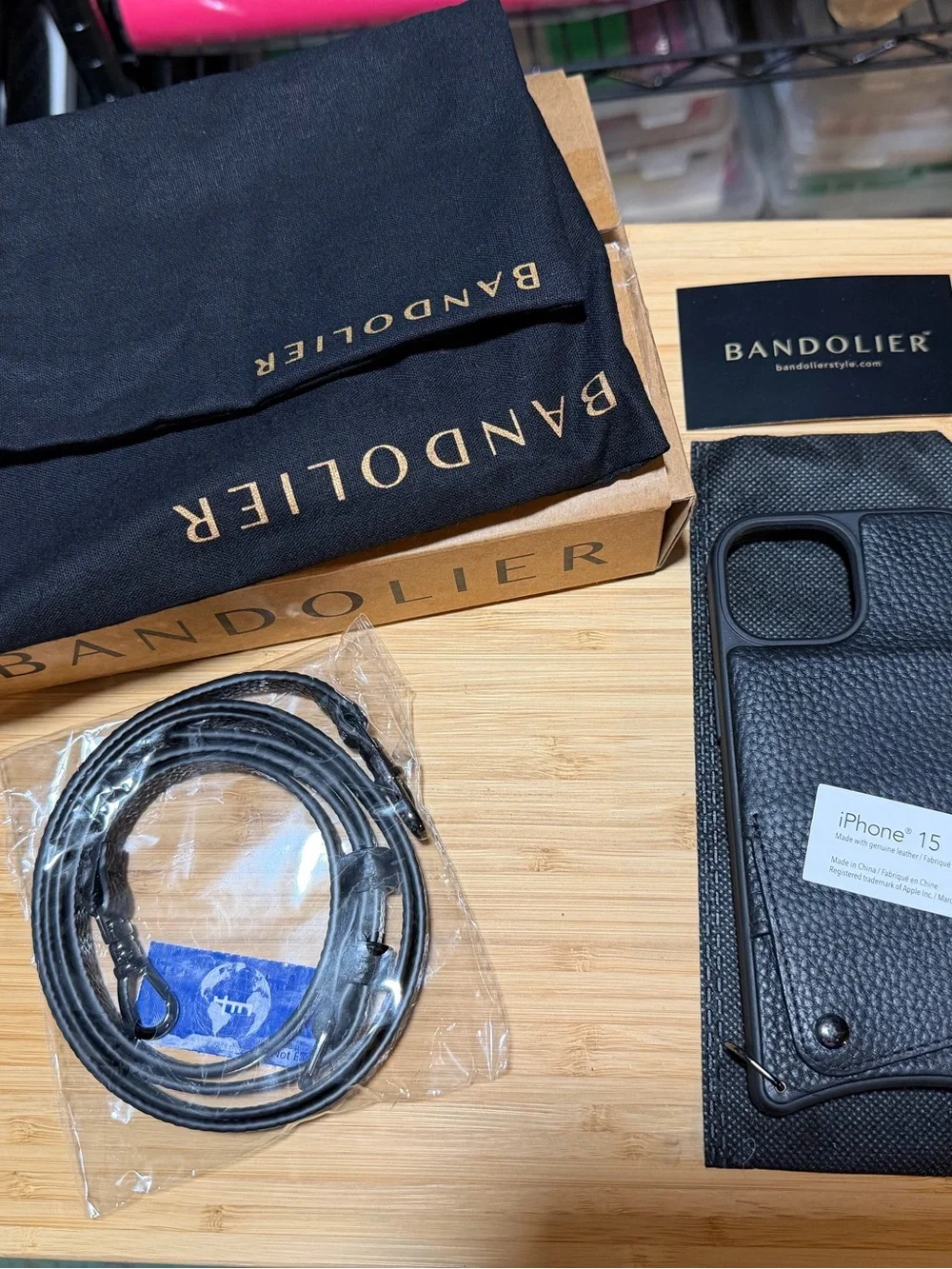 BANDOLIER CROSSBODY iPHONE 15 CASE IN BLACK/PEWTER